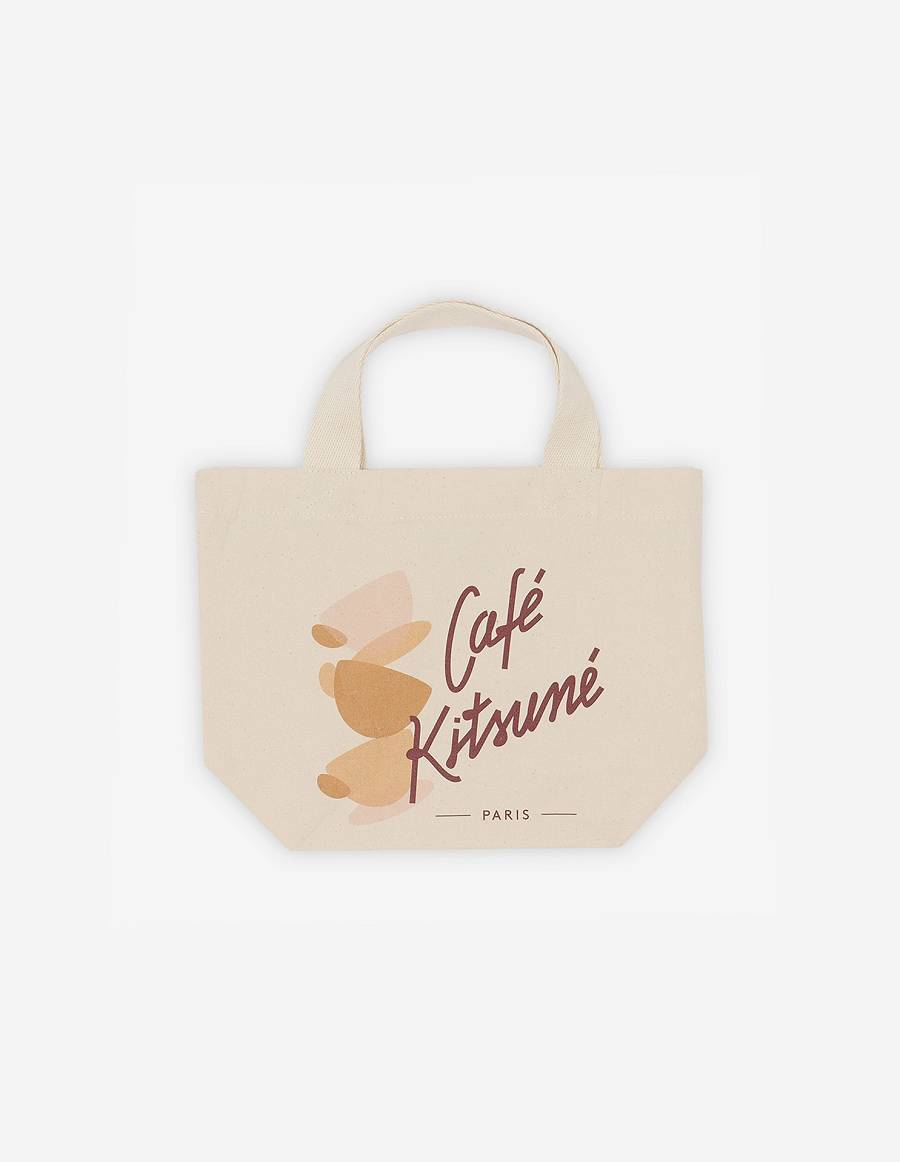 Beige Women\'s Maison Kitsune Cup Cafe Kitsune Mini Tote Bags | AU-P0529
