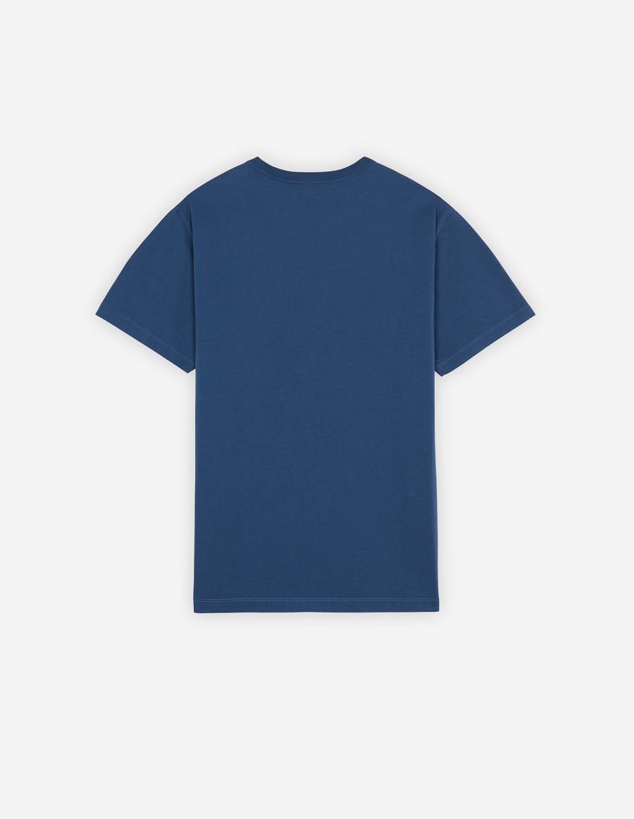 Blue Men's Maison Kitsune Dressed Fox Patch Classic T Shirts | AU-S0502