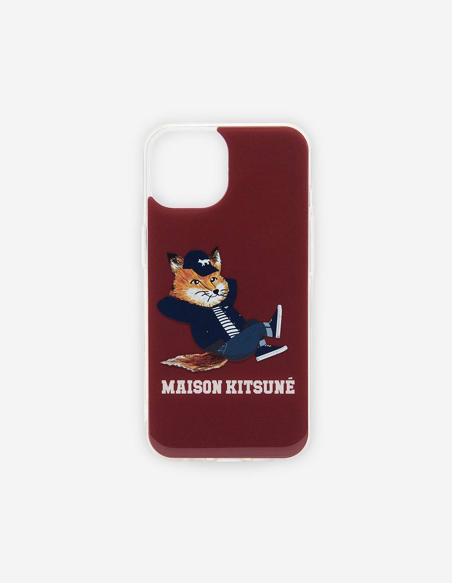 Burgundy Women\'s Maison Kitsune Dressed Fox Phone Case Accessories | AU-S0416