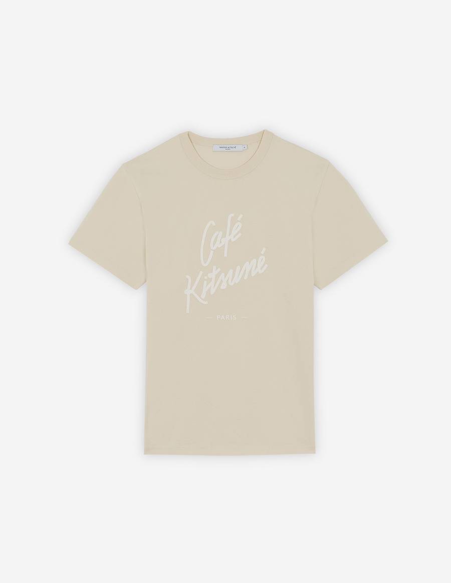 Khaki Women\'s Maison Kitsune Cafe Kitsune Classic T Shirts | AU-F0219