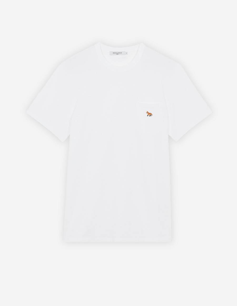 White Men\'s Maison Kitsune Baby Fox Patch Pocket T Shirts | AU-S0212