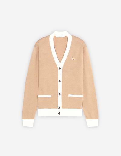 Beige Men's Maison Kitsune Baby Fox Patch Bi-color Classic Cardigan | AU-B0258