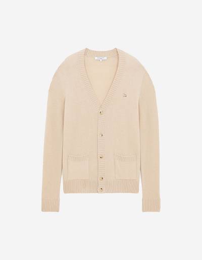 Beige Men's Maison Kitsune Baby Fox Patch Cosy Cardigan | AU-W0281