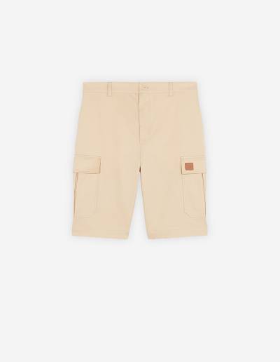 Beige Men's Maison Kitsune Cafe Army Shorts | AU-S0826