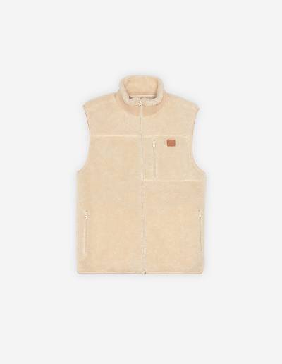 Beige Men's Maison Kitsune Cafe Fleece Jackets | AU-E0584