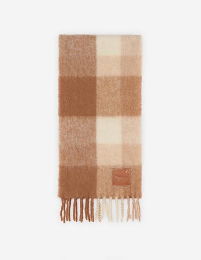 Beige Men's Maison Kitsune Check Fringed Scarf | AU-S0270