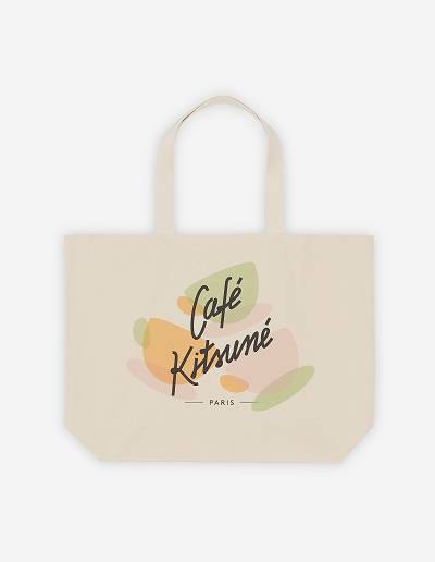 Beige Men's Maison Kitsune Cup Cafe Kitsune Tote Bags | AU-M950