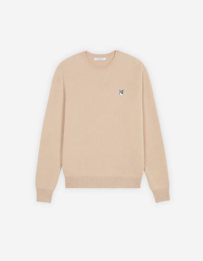 Beige Men's Maison Kitsune Grey Fox Head Patch Relaxed Jumper Sweaters | AU-Z0233