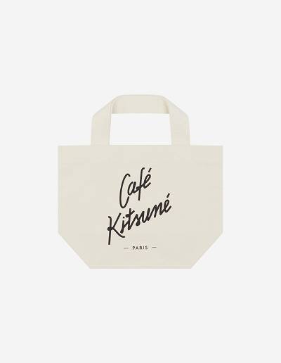 Beige Men's Maison Kitsune Mini Tote Cafe Kitsune Lt Bags | AU-L0604