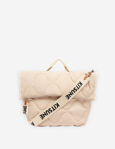 Beige Men's Maison Kitsune Nylon Quilted Bags | AU-K0882