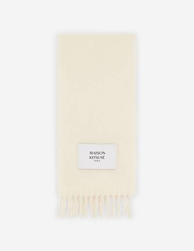 Beige Men's Maison Kitsune Plain Fringed Scarf | AU-G0104