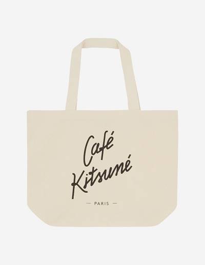 Beige Men's Maison Kitsune Tote Cafe Kitsune Lt Bags | AU-M0747