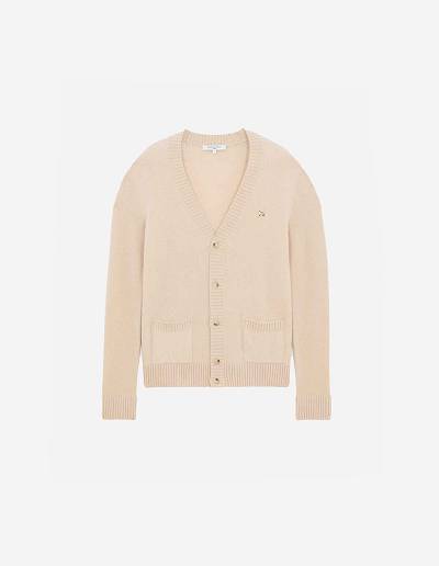 Beige Women's Maison Kitsune Baby Fox Patch Boxy Cardigan | AU-M0939