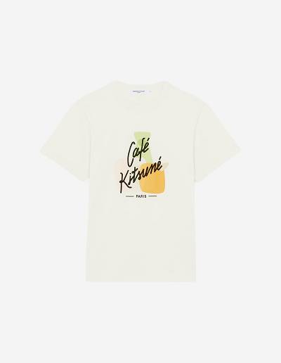 Beige Women's Maison Kitsune Pastel Composition Classic T Shirts | AU-G0133