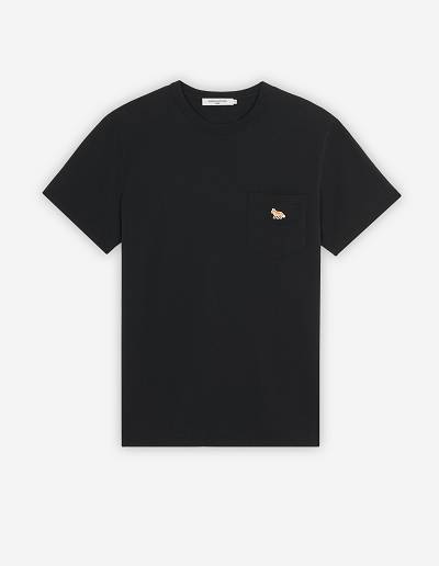 Black Men's Maison Kitsune Baby Fox Patch Pocket T Shirts | AU-Q0340