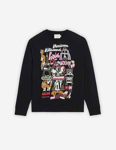 Black Men's Maison Kitsune Bill Rebholz Paris Clean Sweatshirts | AU-G0559