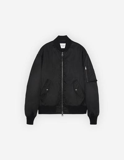 Black Men's Maison Kitsune Bomber Jackets | AU-C0231