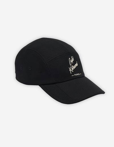 Black Men's Maison Kitsune Cafe Kitsune 5p Caps | AU-S0589