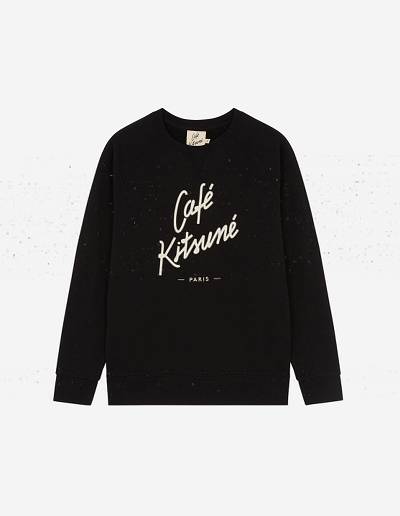 Black Men's Maison Kitsune Cafe Kitsune Sweatshirts | AU-Z610