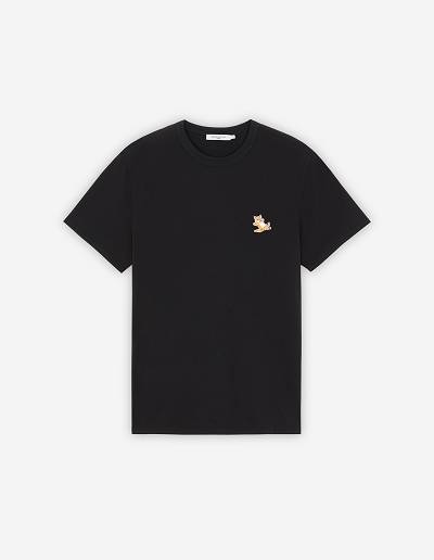 Black Men's Maison Kitsune Chillax Fox Patch Classic T Shirts | AU-X0841