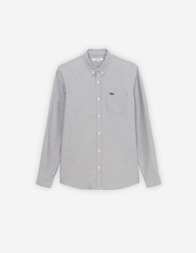 Black Men's Maison Kitsune Fox Embroidery Pocket Classic Shirts | AU-M0431