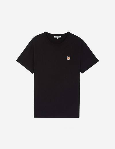 Black Men's Maison Kitsune Fox Head Patch Classic T Shirts | AU-L0488