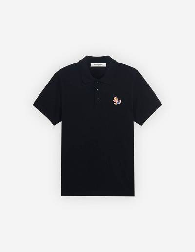 Black Men's Maison Kitsune Frenchie Dressed Fox Patch Classic Polo | AU-K0302