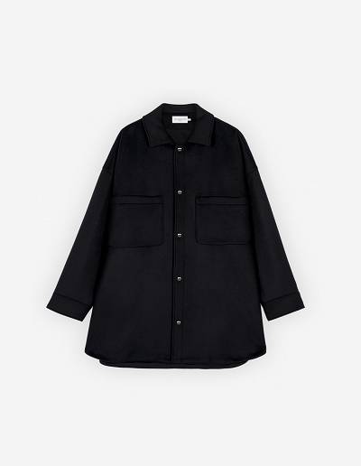 Black Men's Maison Kitsune Fully Lined Two Pockets Overshirt Shirts | AU-J0425