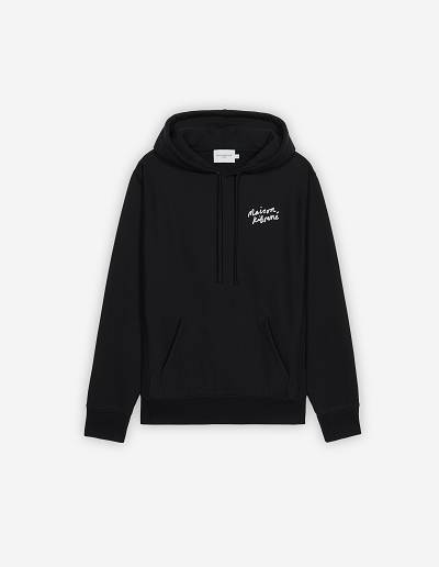 Black Men's Maison Kitsune Mini Handwriting Relaxed Hoodies | AU-Q0931