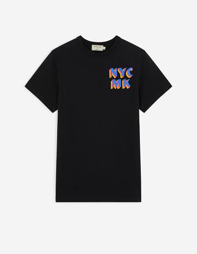 Black Men's Maison Kitsune Nyc Ben Klevay T Shirts | AU-Z0117