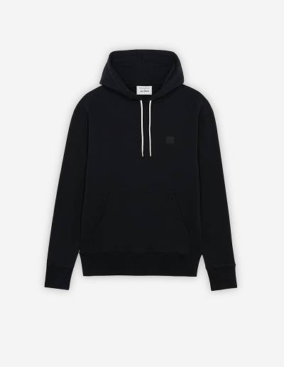 Black Men's Maison Kitsune Patch Profile Fox Cafe Classic Hoodies | AU-Z0639