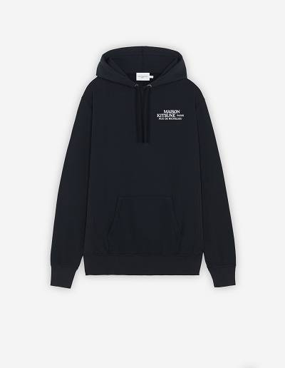 Black Men's Maison Kitsune Rue De Richelieu Relaxed Hoodies | AU-Q0786