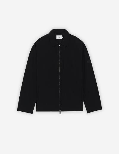 Black Men's Maison Kitsune Technical Zipped Overshirt Shirts | AU-L0981
