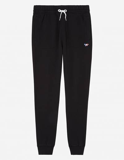 Black Men's Maison Kitsune Tricolor Fox Patch Classic Jog Pants | AU-G0162