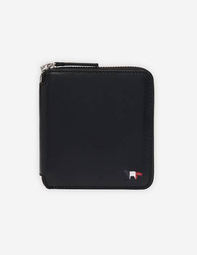 Black Men's Maison Kitsune Tricolor Fox Square Zipped Wallet Bags | AU-L0430