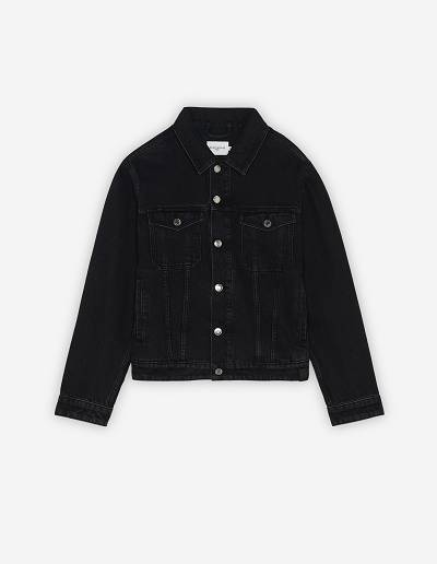 Black Men's Maison Kitsune Trucker Jackets | AU-S0478