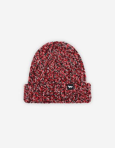 Black Red Men's Maison Kitsune Mouline Beanie Hats | AU-Y0382