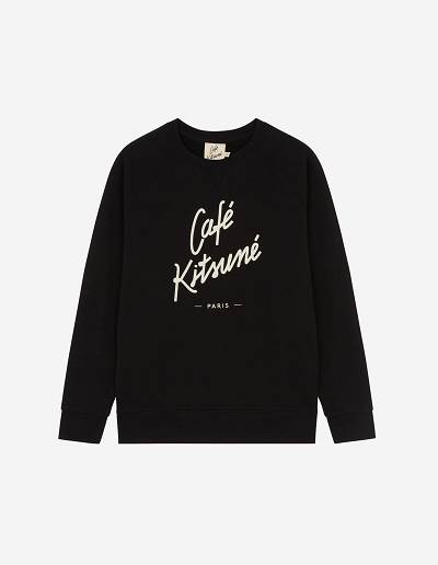 Black Women's Maison Kitsune Cafe Kitsune Sweatshirts | AU-M0620