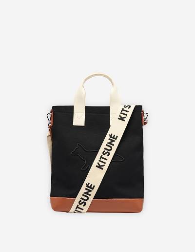 Black Women's Maison Kitsune Contour Fox N/S Tote Bags | AU-Q340