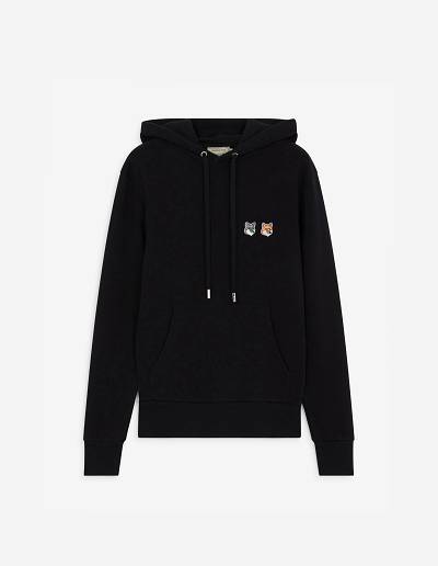 Black Women's Maison Kitsune Double Fox Head Patch Hoodies | AU-S0739