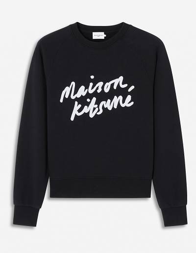 Black Women's Maison Kitsune Handwriting Adjusted Sweatshirts | AU-M0689