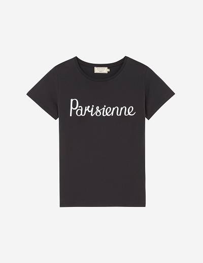 Black Women's Maison Kitsune Parisienne Classic T Shirts | AU-Q0206