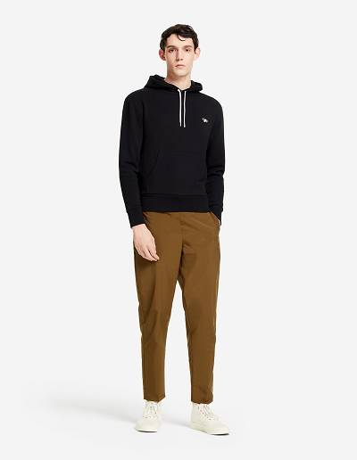 Black Women's Maison Kitsune Tricolor Fox Patch Classic Hoodies | AU-S0275