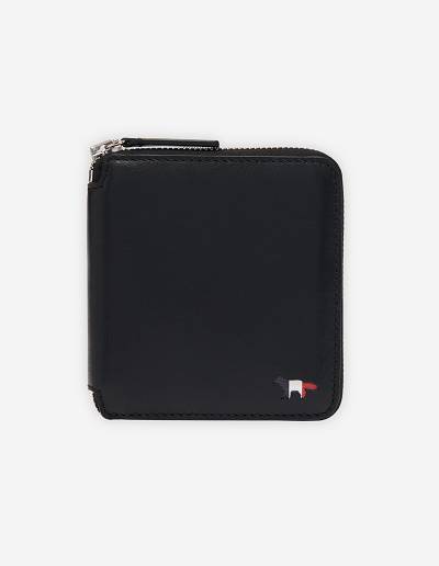 Black Women's Maison Kitsune Tricolor Fox Square Zipped Wallet Bags | AU-U0412
