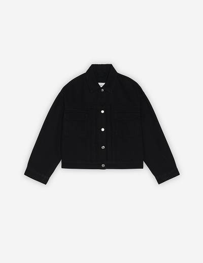 Black Women's Maison Kitsune Trucker Pleats Jackets | AU-K0893