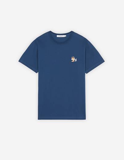 Blue Men's Maison Kitsune Dressed Fox Patch Classic T Shirts | AU-S0502