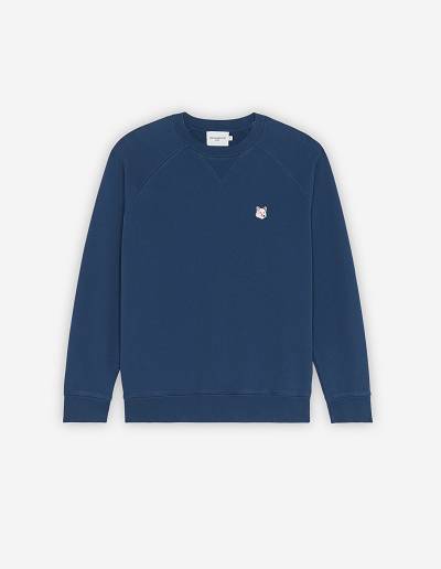 Blue Men's Maison Kitsune Monochrome Fox Head Patch Classic Sweatshirts | AU-X0406
