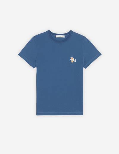 Blue Women's Maison Kitsune Dressed Fox Patch Classic T Shirts | AU-E0497