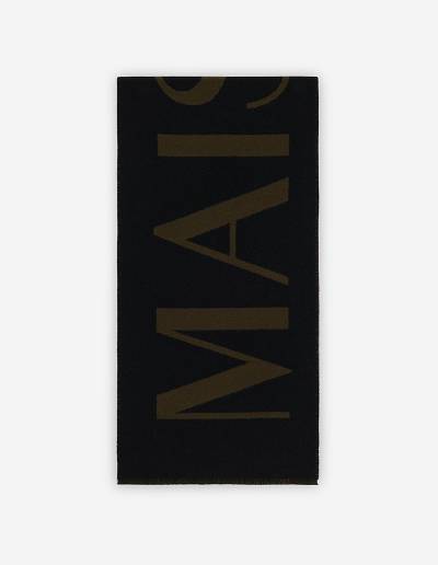 Burgundy Black Men's Maison Kitsune Jacquard Scarf | AU-M0863