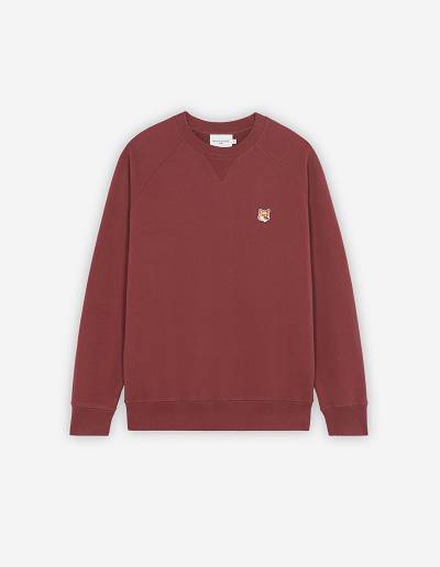 Burgundy Men's Maison Kitsune Fox Head Patch Classic Sweatshirts | AU-S0768